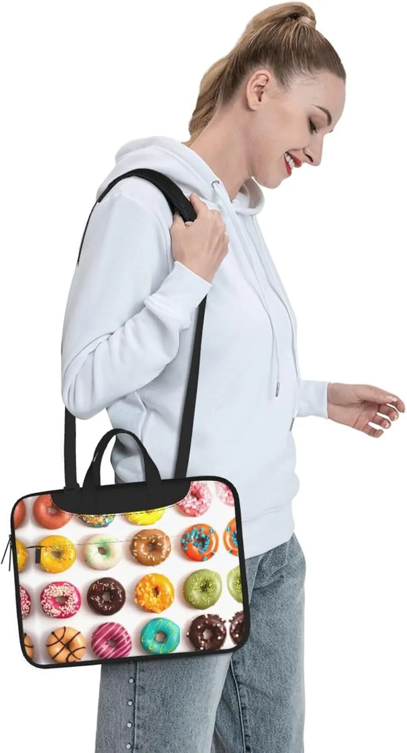 Different Flavors of Doughnuts Print Protective Laptop Bag Versatile Bags Computer Case Soft Women Men Unique