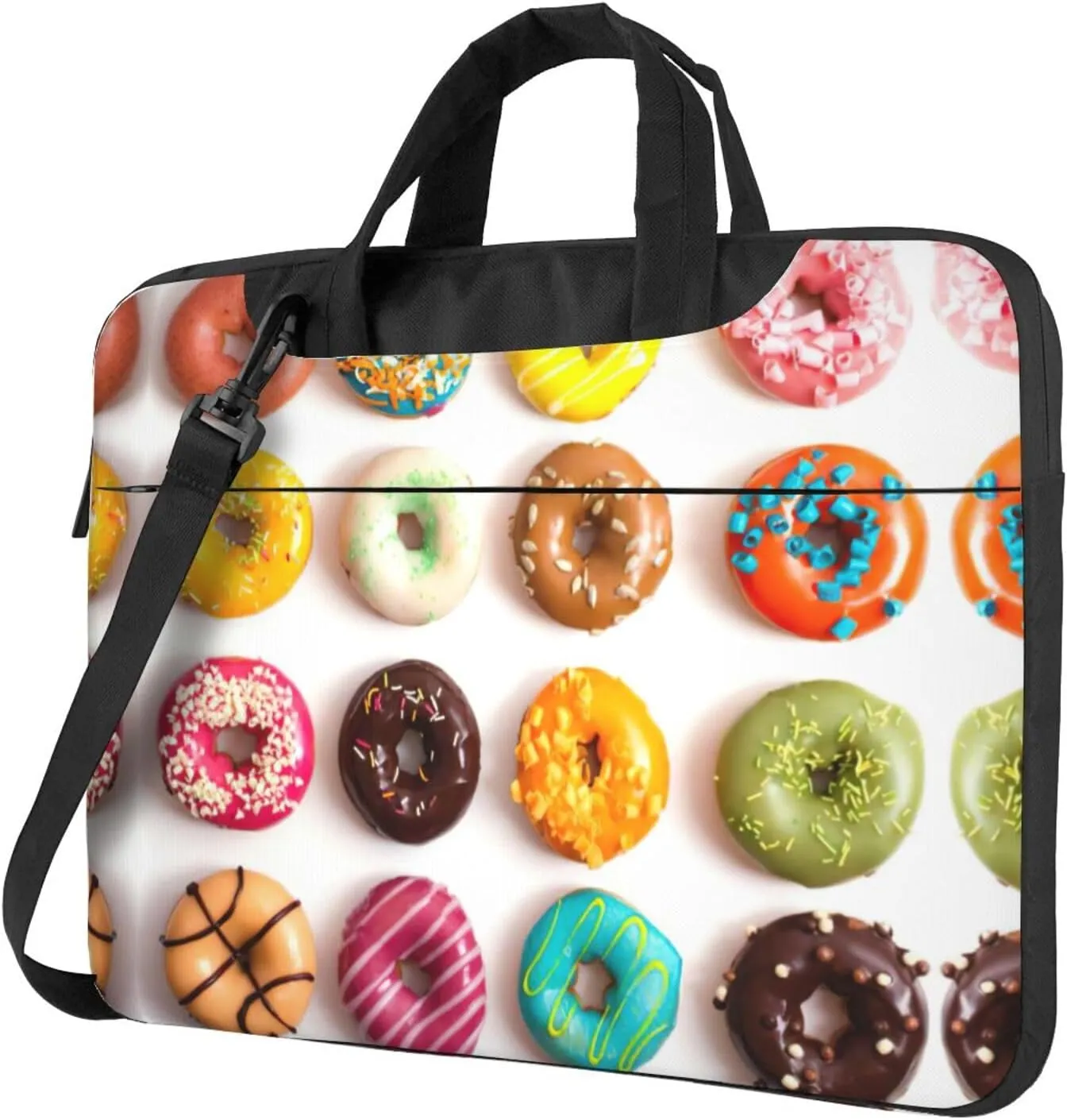 Different Flavors of Doughnuts Print Protective Laptop Bag Versatile Bags Computer Case Soft Women Men Unique
