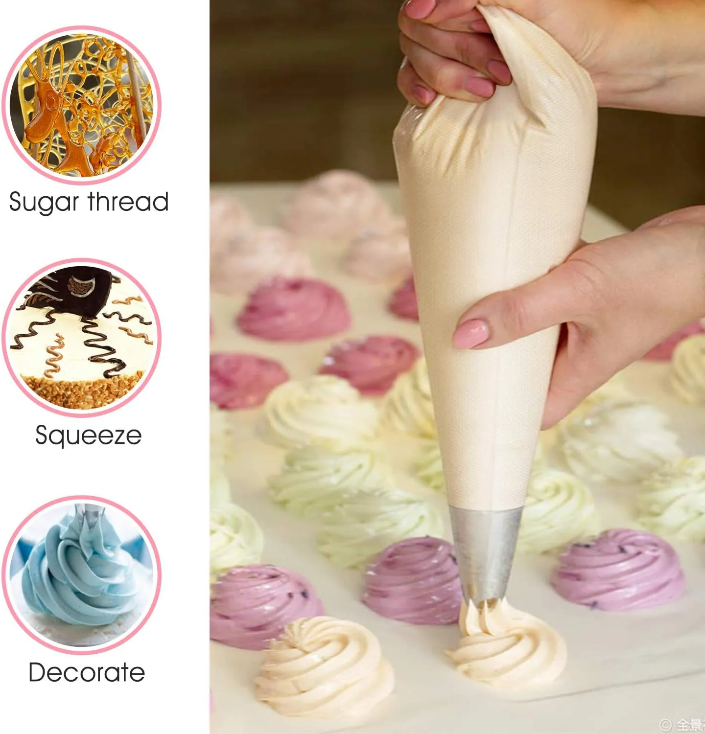 Disposable Piping Bag, FantasyDay 100 Pieces 24 Inch Disposable Icing Pastry Bag Extra Thick Cake Cupcake Decorating Bag - Anti-Burst Pastry Bag for Cream Icing Frosting Candy Cake Decorating Supplies