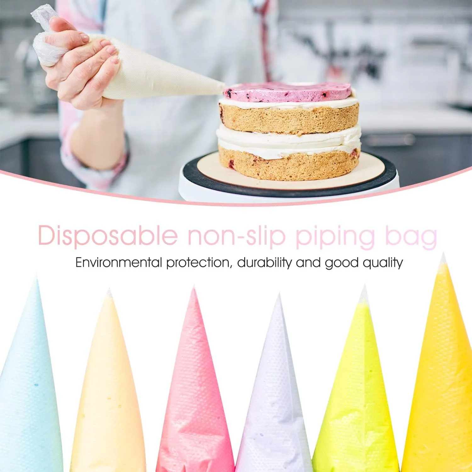 Disposable Piping Bag, FantasyDay 100 Pieces 24 Inch Disposable Icing Pastry Bag Extra Thick Cake Cupcake Decorating Bag - Anti-Burst Pastry Bag for Cream Icing Frosting Candy Cake Decorating Supplies