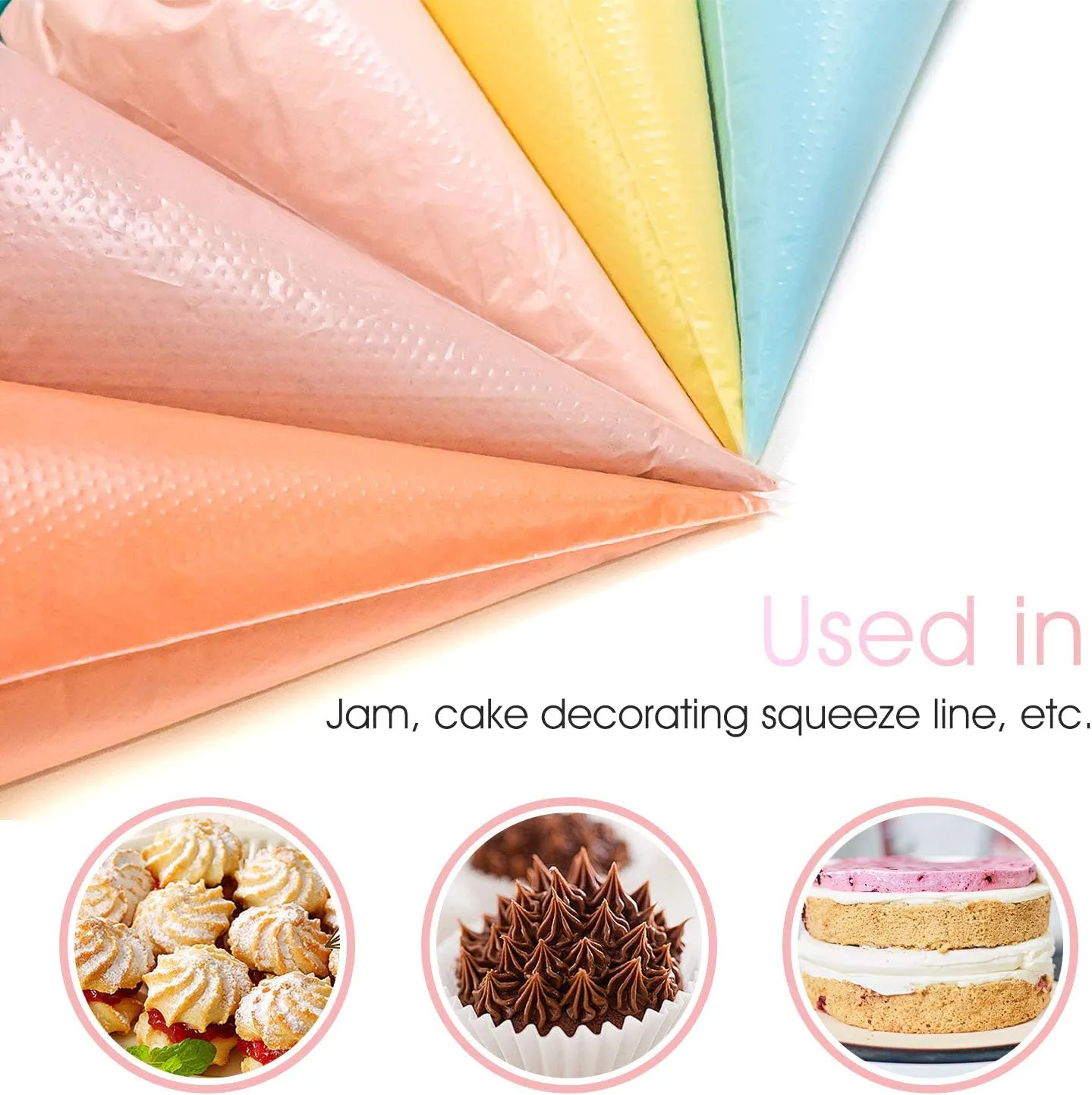 Disposable Piping Bag, FantasyDay 100 Pieces 24 Inch Disposable Icing Pastry Bag Extra Thick Cake Cupcake Decorating Bag - Anti-Burst Pastry Bag for Cream Icing Frosting Candy Cake Decorating Supplies