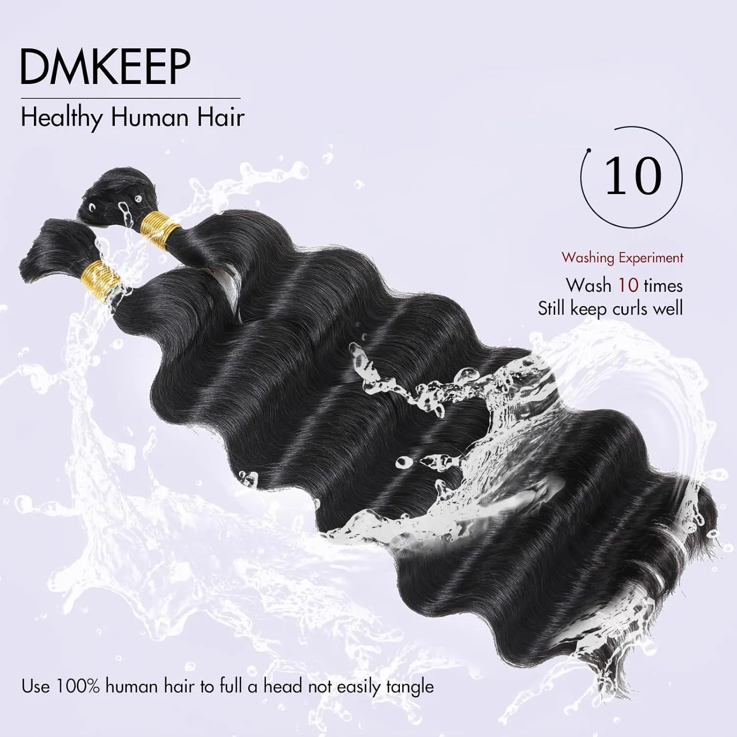 DMKEEP Bulk Human Hair for Braiding Loose Wave No Weft 100% Human Braiding Hair Professionally Salon Dyeing for Eye-Catching Natural Color 18 Inch