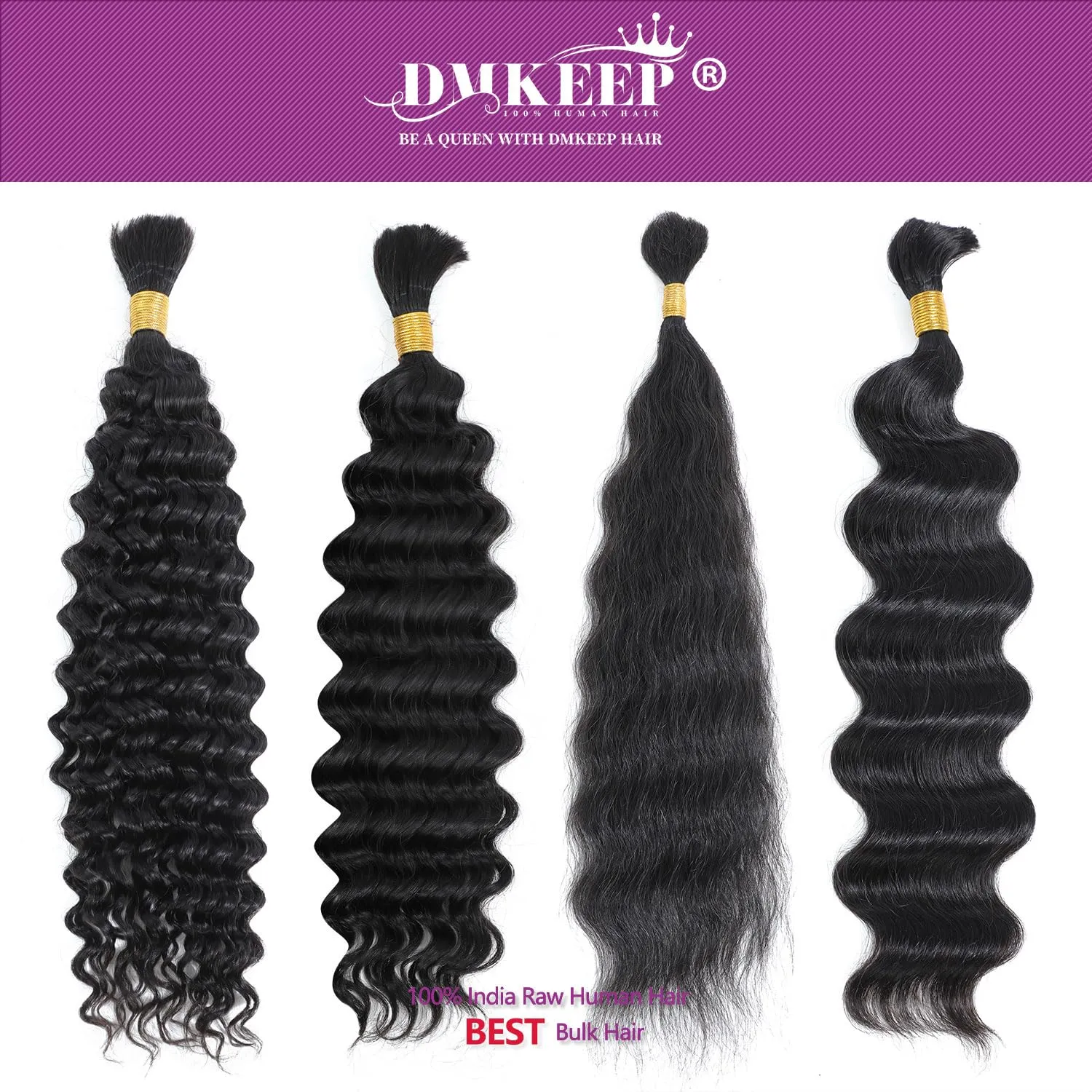 DMKEEP Bulk Human Hair for Braiding Loose Wave No Weft 100% Human Braiding Hair Professionally Salon Dyeing for Eye-Catching Natural Color 18 Inch