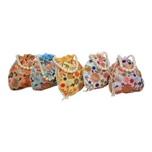 DMS RETAIL Potli Bags For Wedding Return Gifts For Women In Bulk, Ladies Return Gifts For Pooja Birthday Kitty Party Shagun Mehndi Sangeet Pack of (Pack of 4)