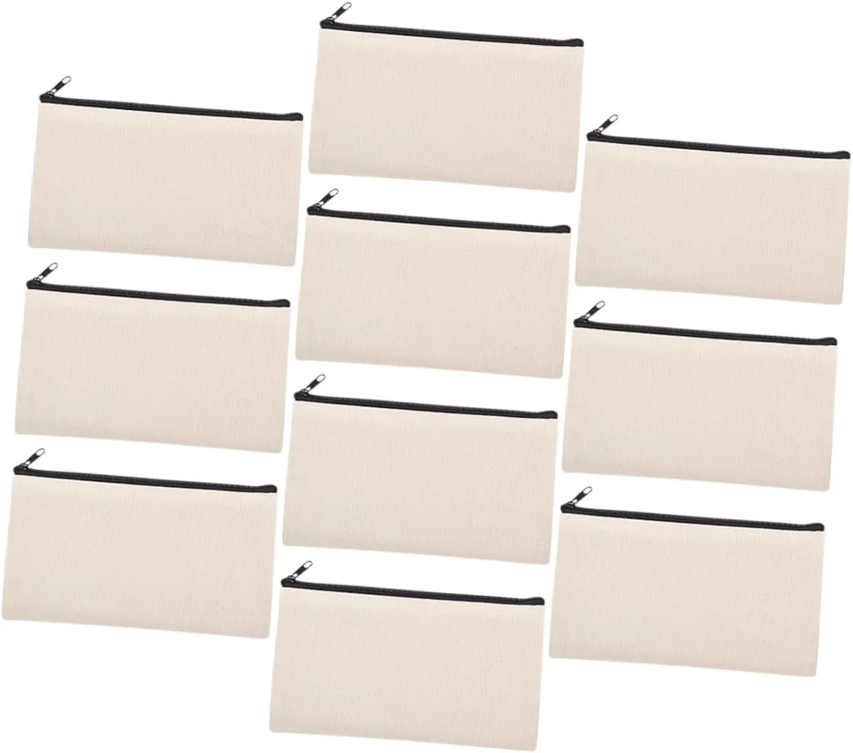DOITOOL Diy Heat Transfer Makeup Bags 10pcs Canvas Tote Bag Pencil Pouch for Travel Zipper