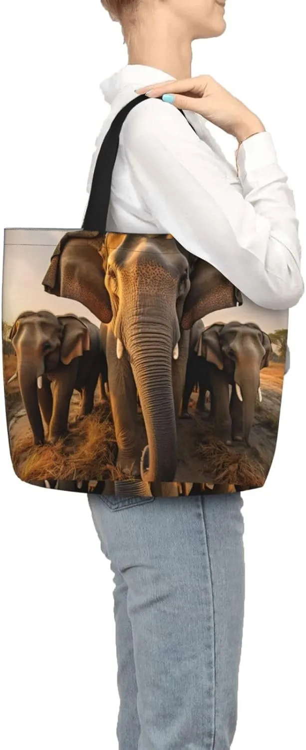 Dolphin Print Tote Bag Shoulde Bag Handbag Grocery Bags Reusable For Office Shopping Travel Casual Work Holiday