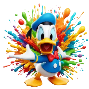 Donald Duck Color Drip Splatter DTF (direct-to-film) Transfer