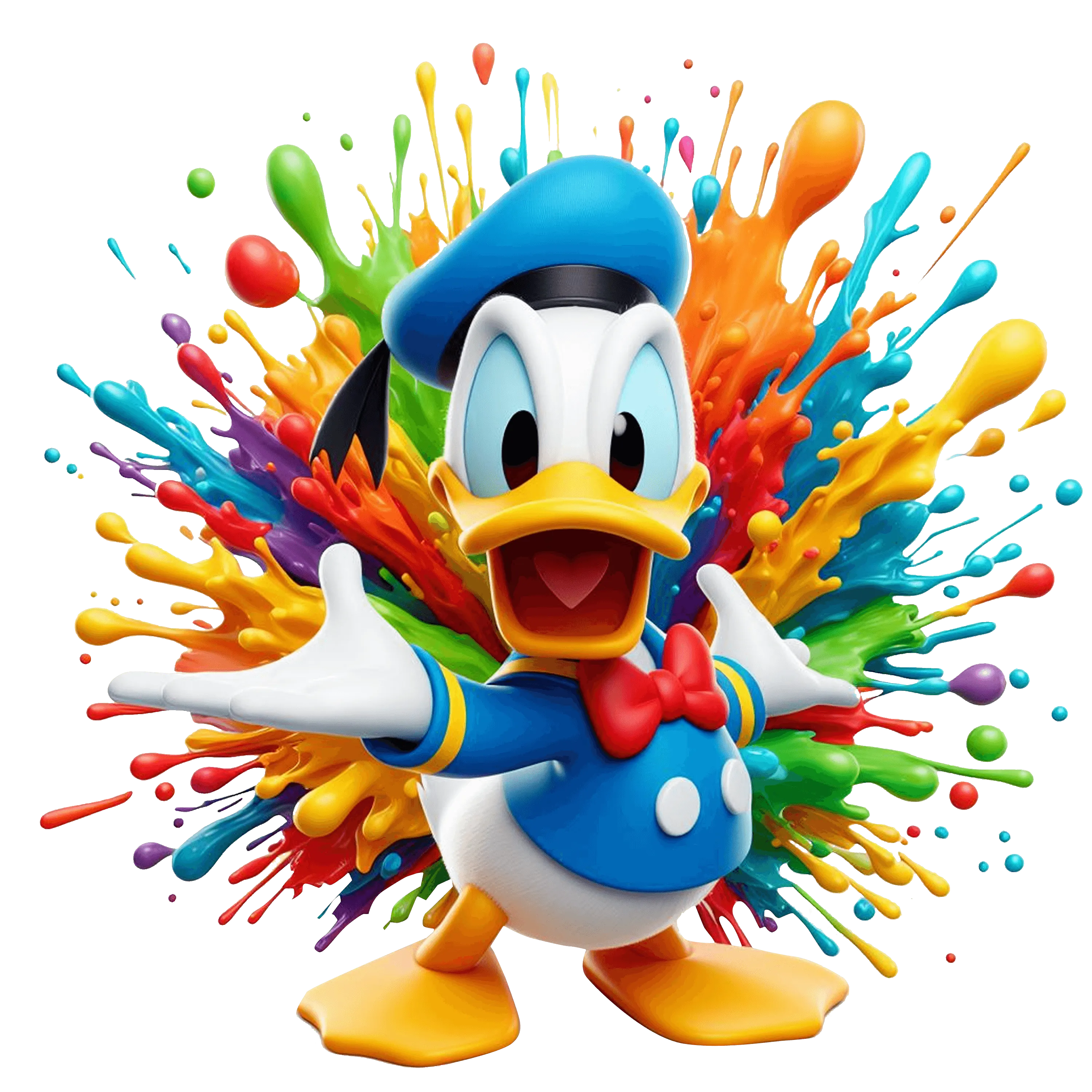 Donald Duck Color Drip Splatter DTF (direct-to-film) Transfer