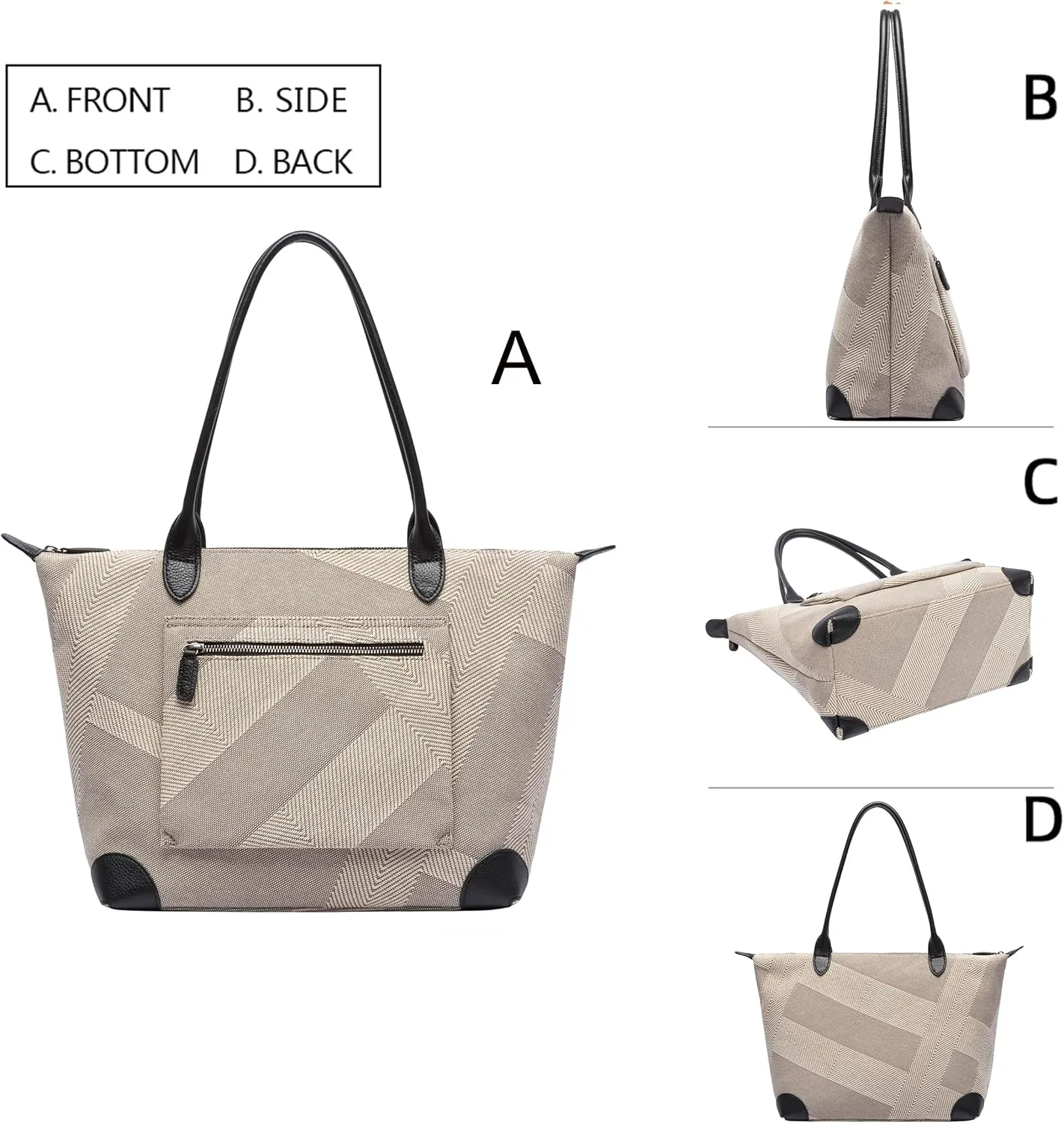 DORIS&JACKY Tote Bag For Women Large Lightweight Designer Leather Nylon Work Shoulder Bag And Foldable Travel Purse