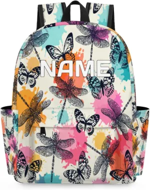 Dragonfly Animal Customized Kids Backpack for Boys Girls Rainbow Butterfly Personalized Preschool Toddler Backpack Kindergarten Nursery Bookbag Travel Children School Bag