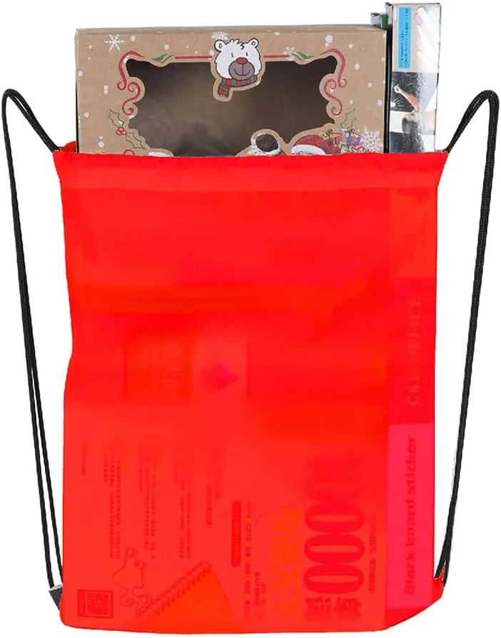 Drawstring Backpack, 30 Pcs Bulk Draw String Bags, Polyester Cinch Bag for Sport Gym, Red