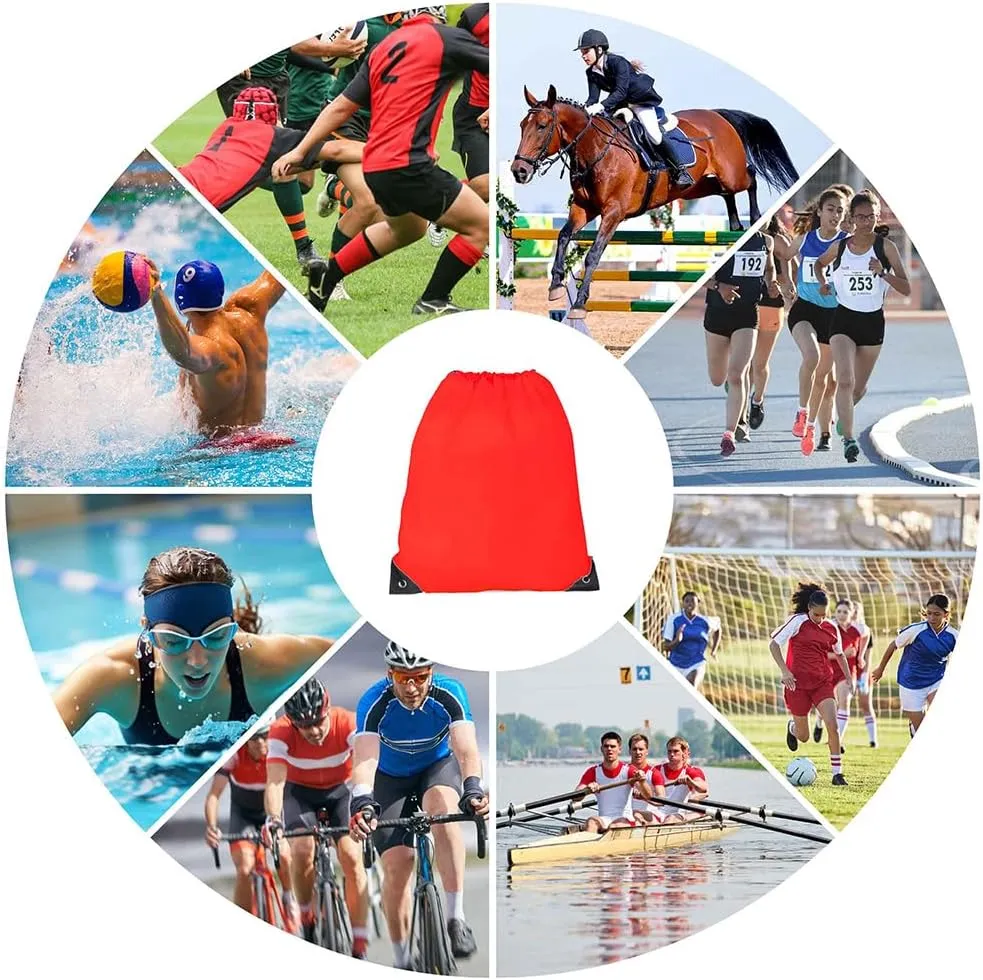 Drawstring Backpack, 30 Pcs Bulk Draw String Bags, Polyester Cinch Bag for Sport Gym, Red