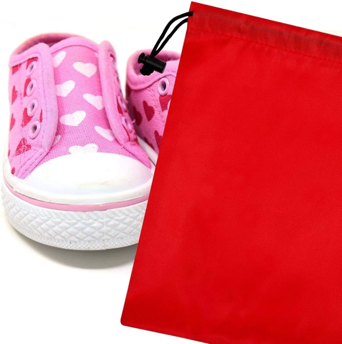 Drawstring Bag - Nylon Cinch and Ditty Stuff Pouch with Toggle (8 x 11-12 pack, Red)