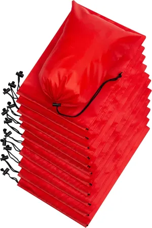 Drawstring Bag - Nylon Cinch and Ditty Stuff Pouch with Toggle (8 x 11-12 pack, Red)