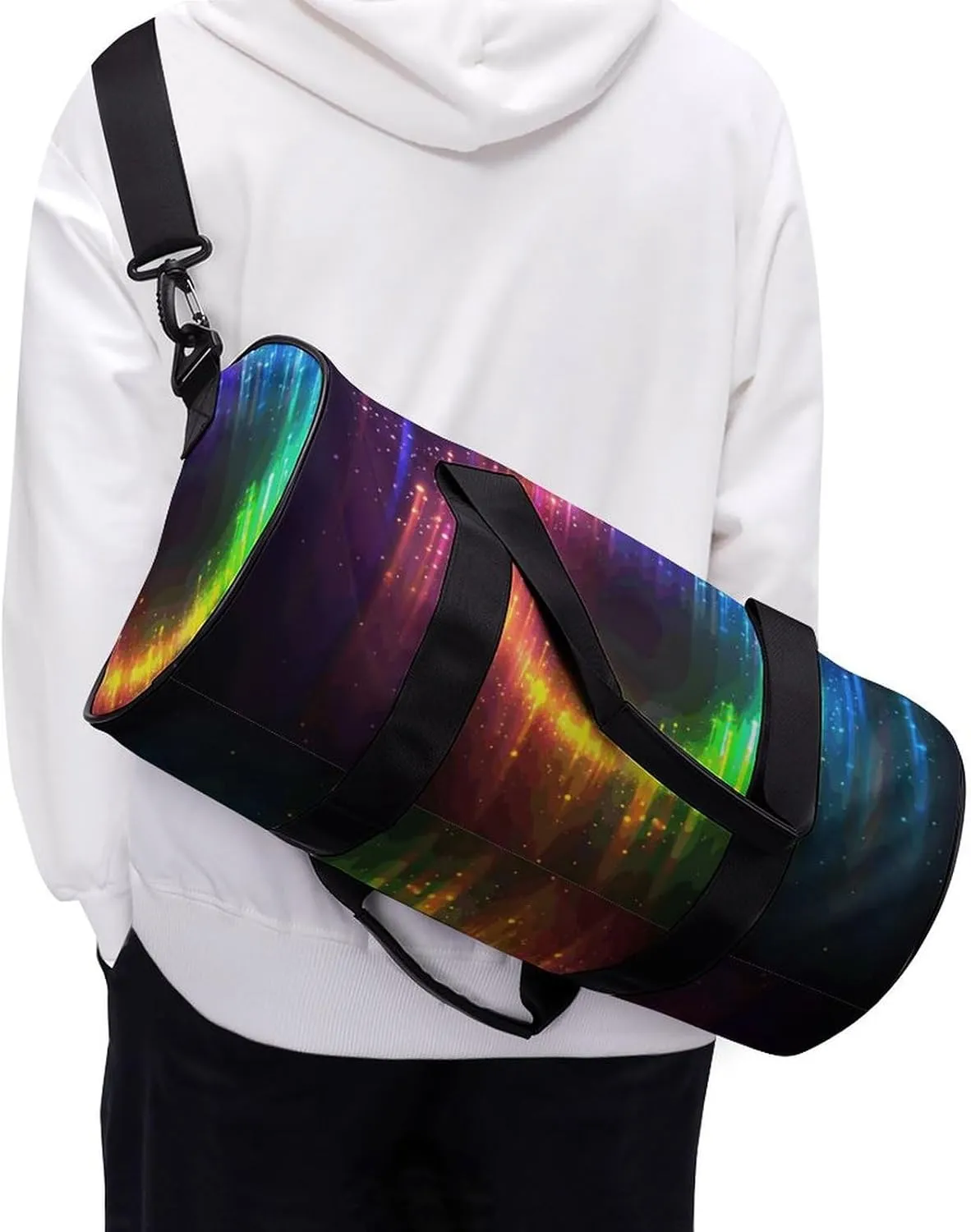 Duffel Bag for Men Women Gym Bag Rainbow Neon Travel Duffel Bag Waterproof Overnight Bag for Sports Workout