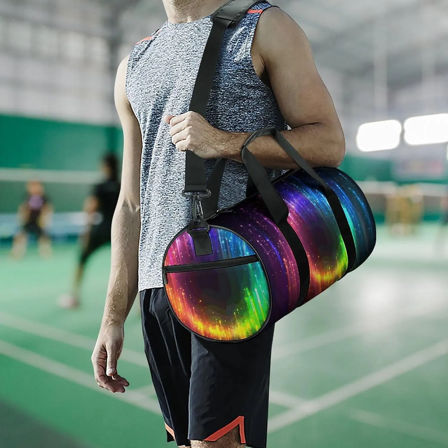 Duffel Bag for Men Women Gym Bag Rainbow Neon Travel Duffel Bag Waterproof Overnight Bag for Sports Workout