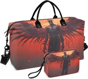 Duffel Bag Set for Travel Gym Sport, Weekender Bag Carry on Overnight Bags for Women Men-Skeleton Monster Print