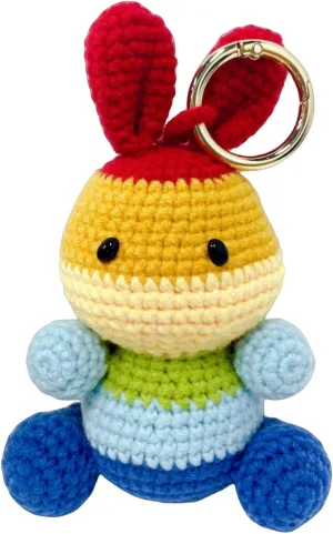 Easter Bunny Finished Handmade Knitted Rainbow Bunny Keychain, Easter Gifts, Pretty Crochet Rabbit Keychain for Bag Car Pendant Keychain Charms Handbag Easter Ornaments Easter Accessories