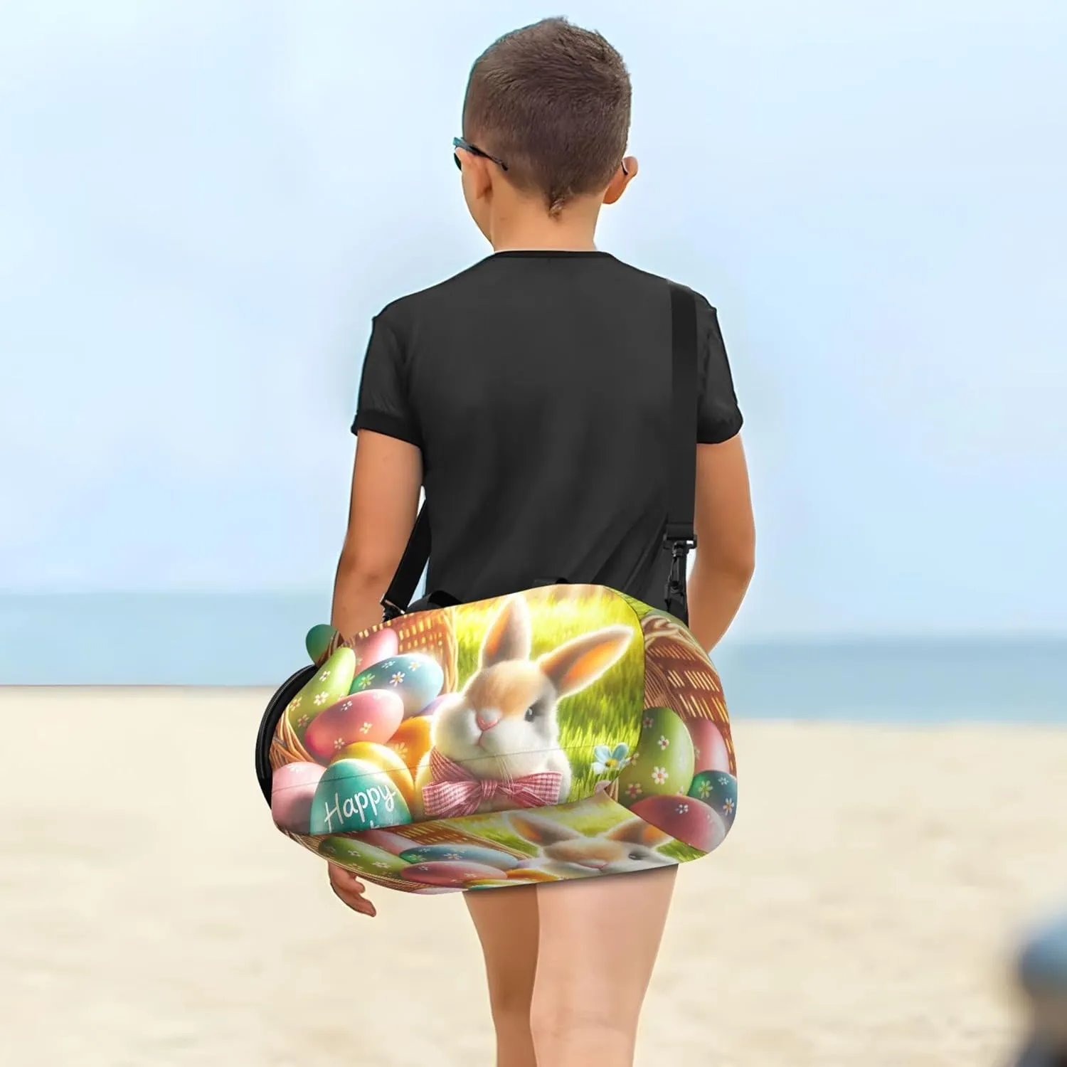 Easter Rabbit Basket Sunshine Carry on Duffel Bag for Boys Overnight Bags Toddler Girls Duffle Bags Travel Tote Sports Dance Bag
