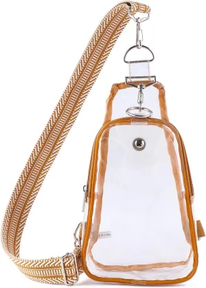Edraco Clear Bag Stadium Approved, Clear Sling Bag with Embroidered Strap