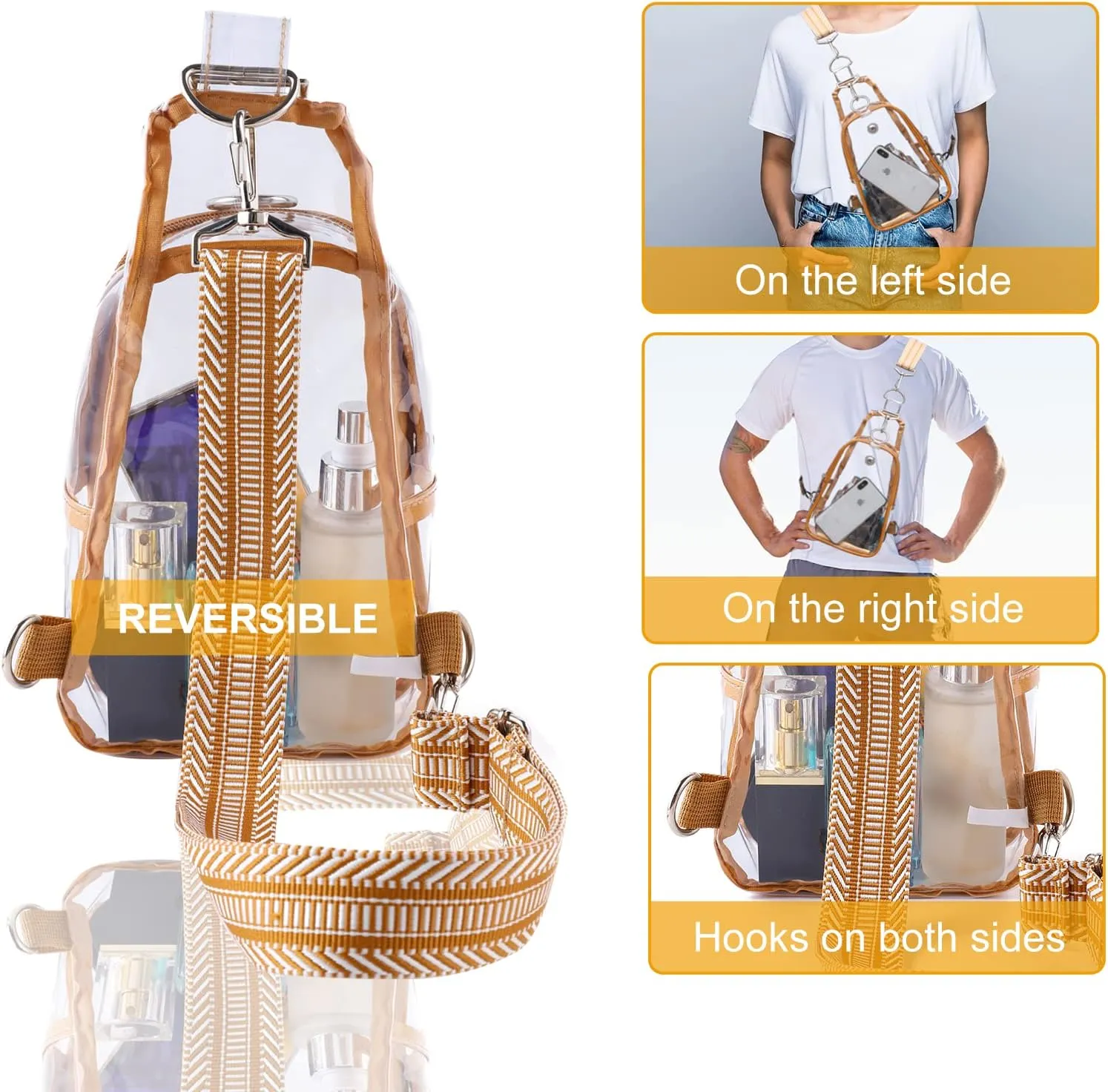 Edraco Clear Bag Stadium Approved, Clear Sling Bag with Embroidered Strap