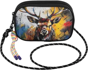 Elk Portrait Graffiti Crossbody Bags for Women Cell Phone Purses Women's Shoulder Handbags Wallet Purse with Adjustable Strap