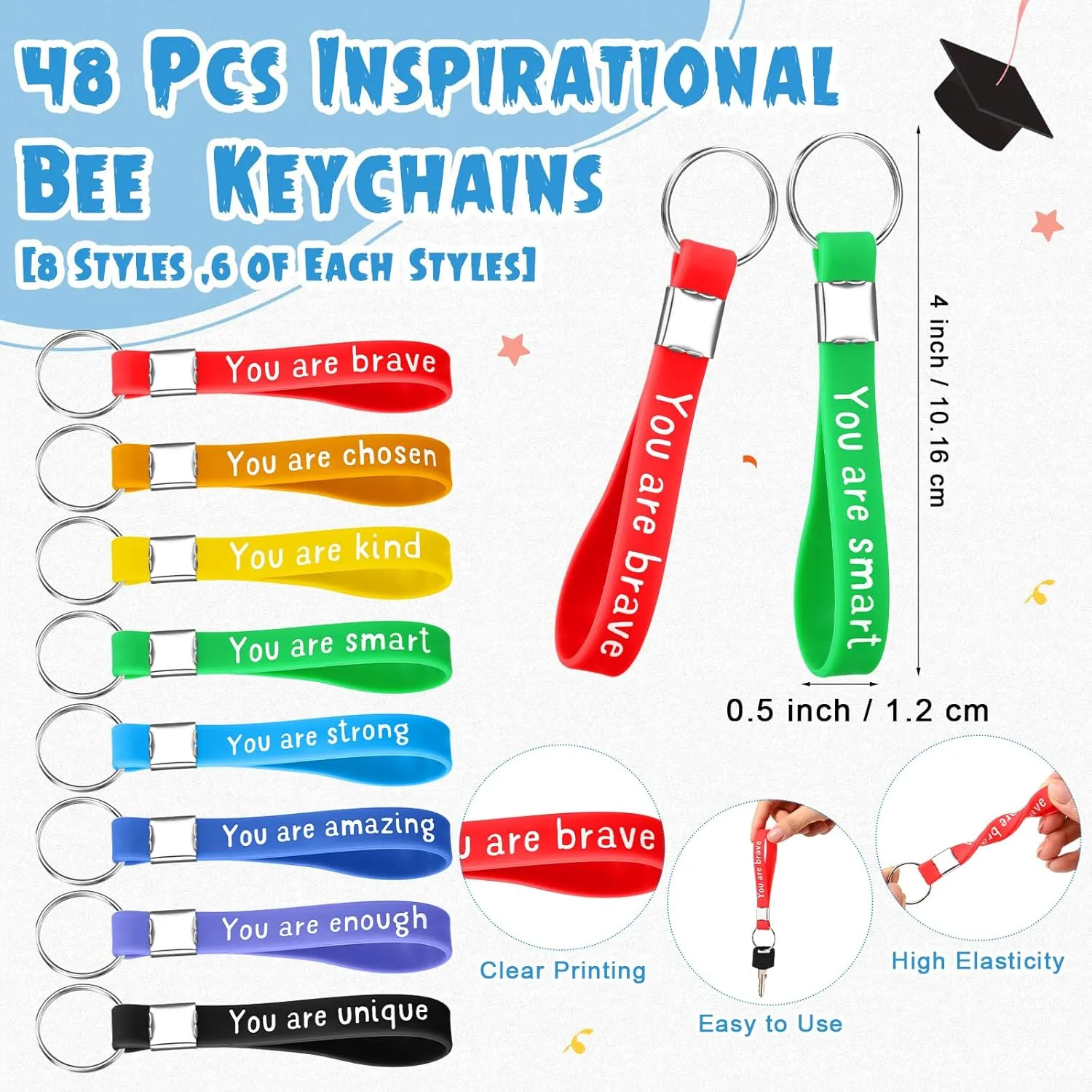 End of the Year Gifts for Students You Are Brave Inspirational Keychain with Motivational Cards Gift Bags