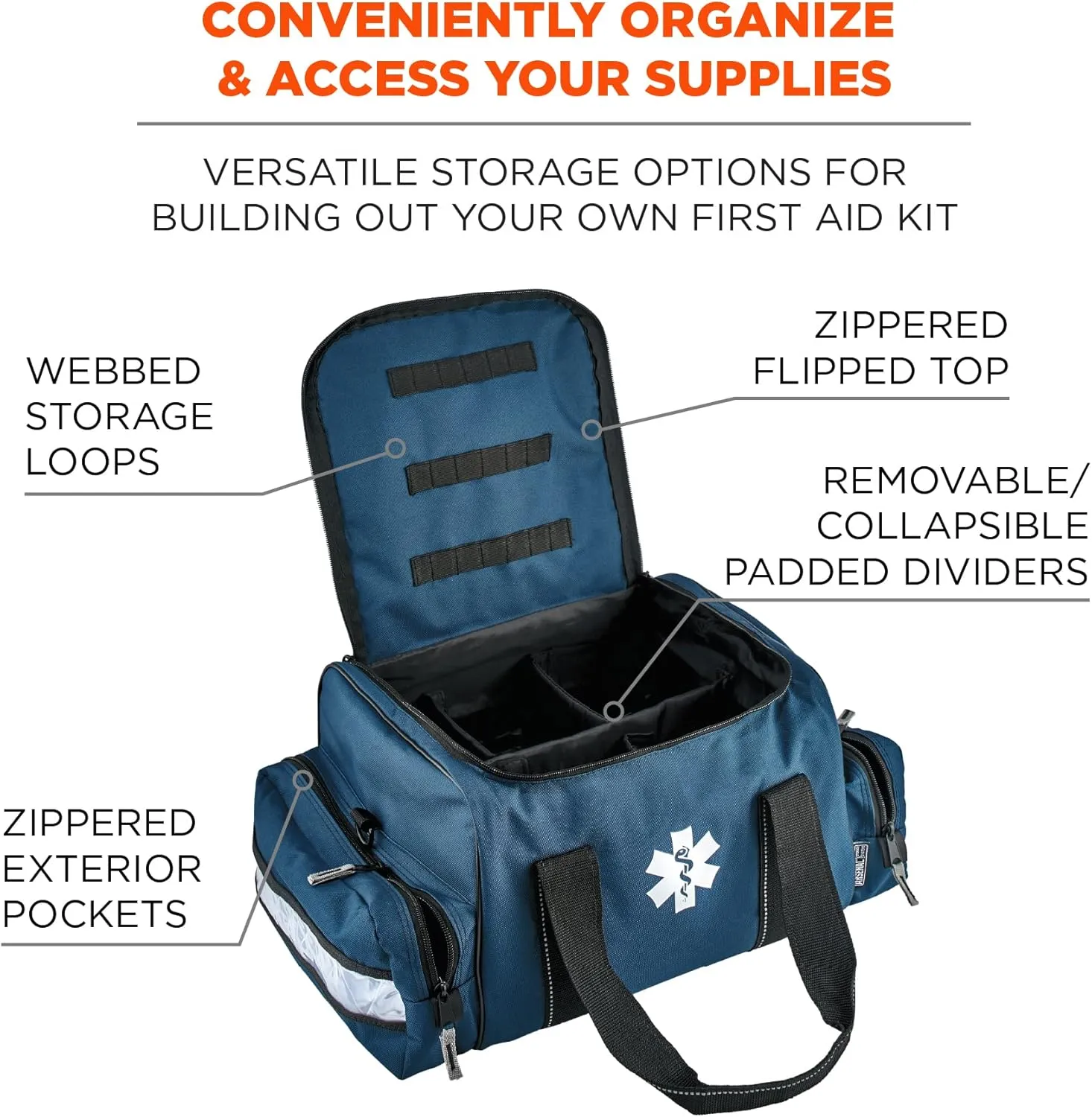Ergodyne Arsenal 5215 Large Medic First Responder Trauma Duffel Bag with Shoulder Strap, Blue