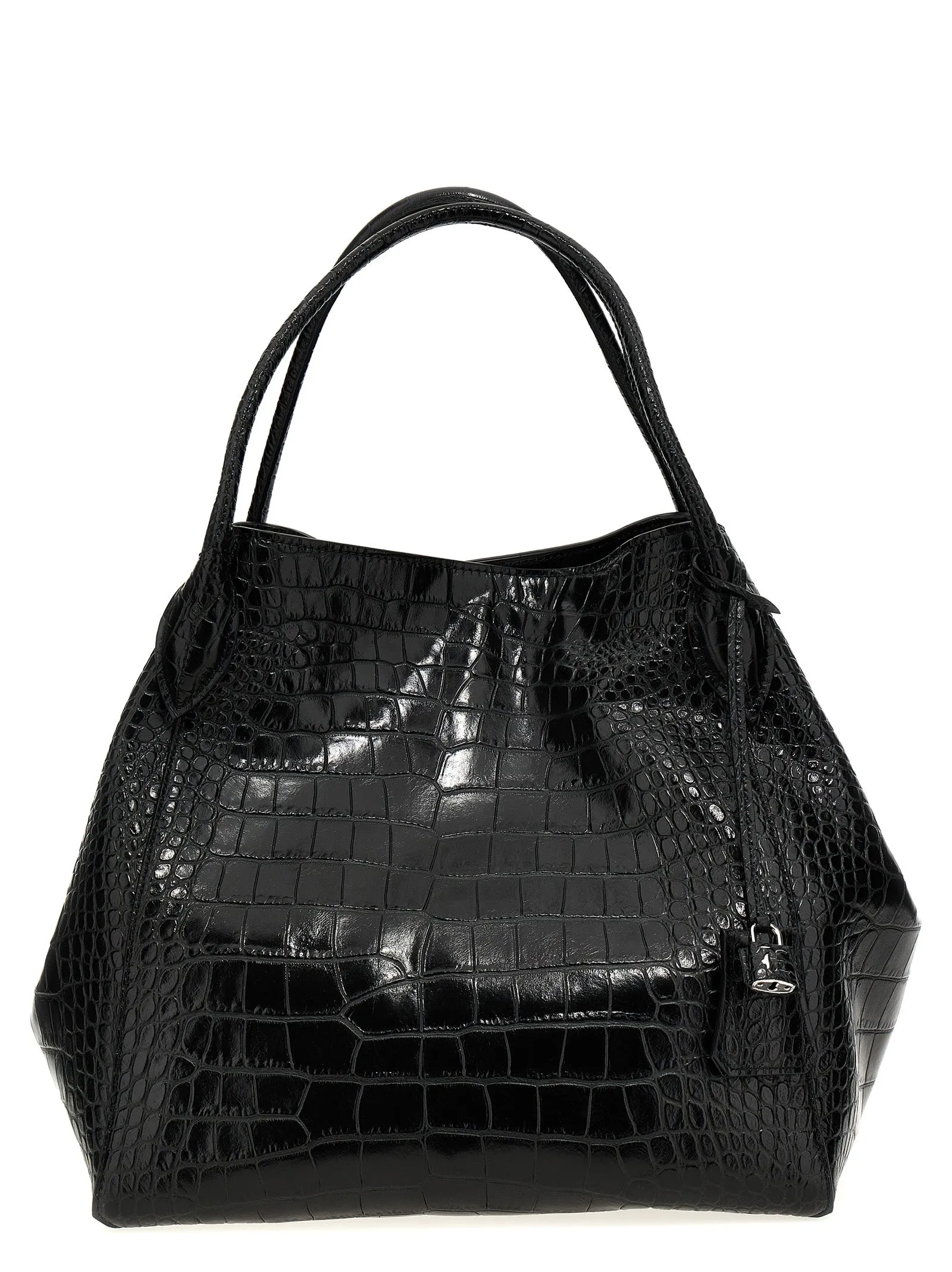 Ermanno Scervino Crocodile Print Leather Shopping Bag