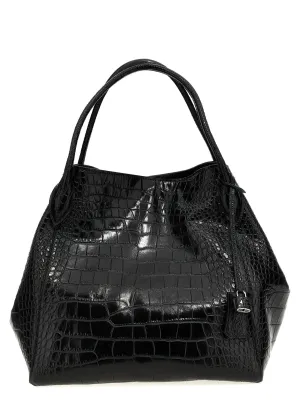 Ermanno Scervino Crocodile Print Leather Shopping Bag