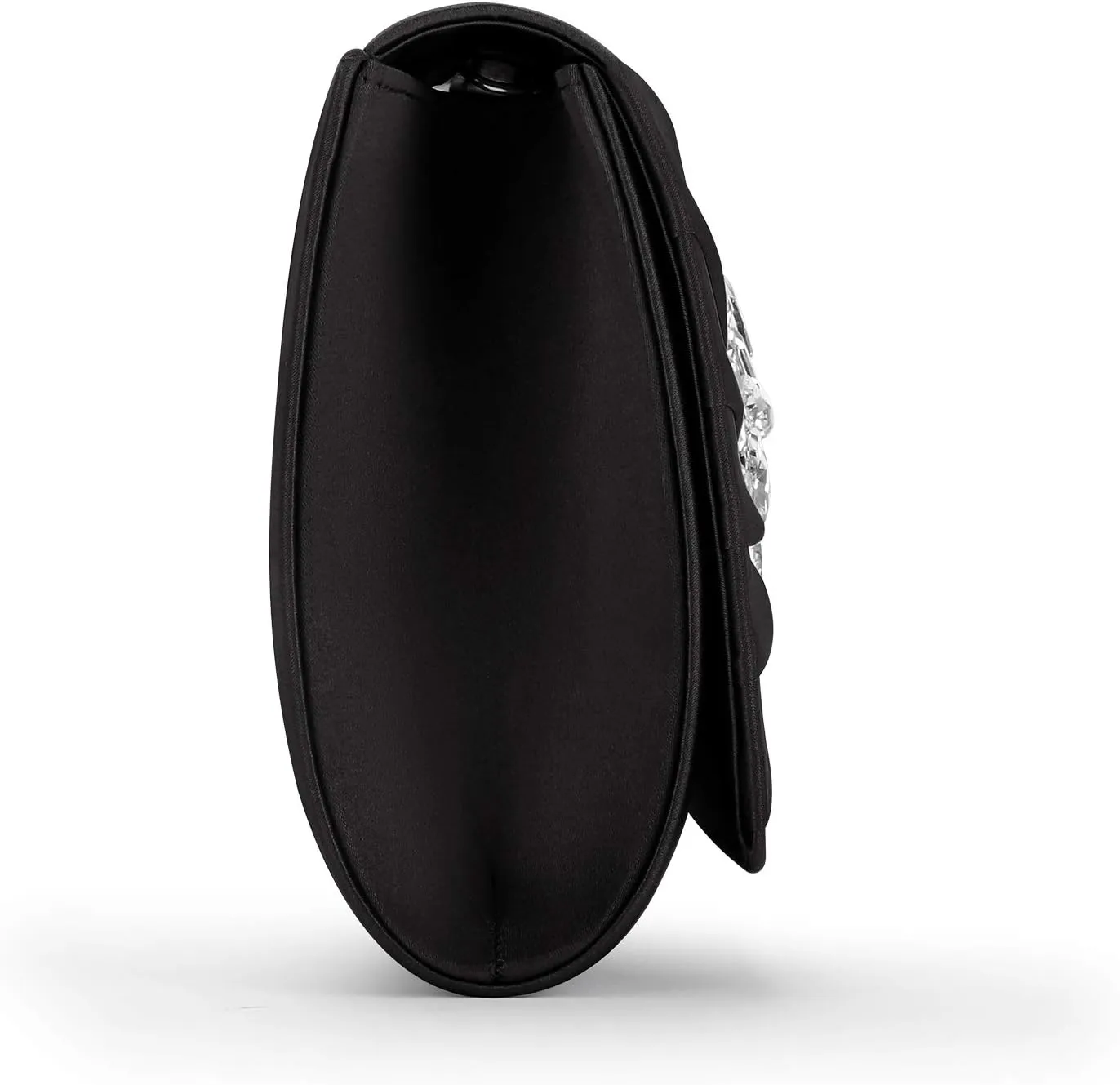 Evening Bags For Women Pleated Satin Rhinestone Brooch Prom Clutch Purse With Detachable Chain Strap