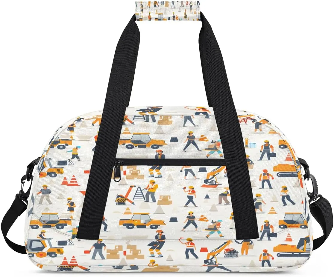 Excavator Graffiti Kids Overnighter Duffel Bags for Boys, Carry-On Size Sports Gym Bag with Front Zipper Pocket for School Practice or Overnight Travel Weekender Sleepover Tote Bag