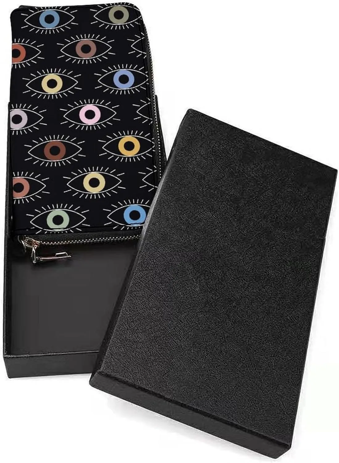 Eyes Women's Leather Long Large Capacity Wallet Clutch Wallet with Hand Strap