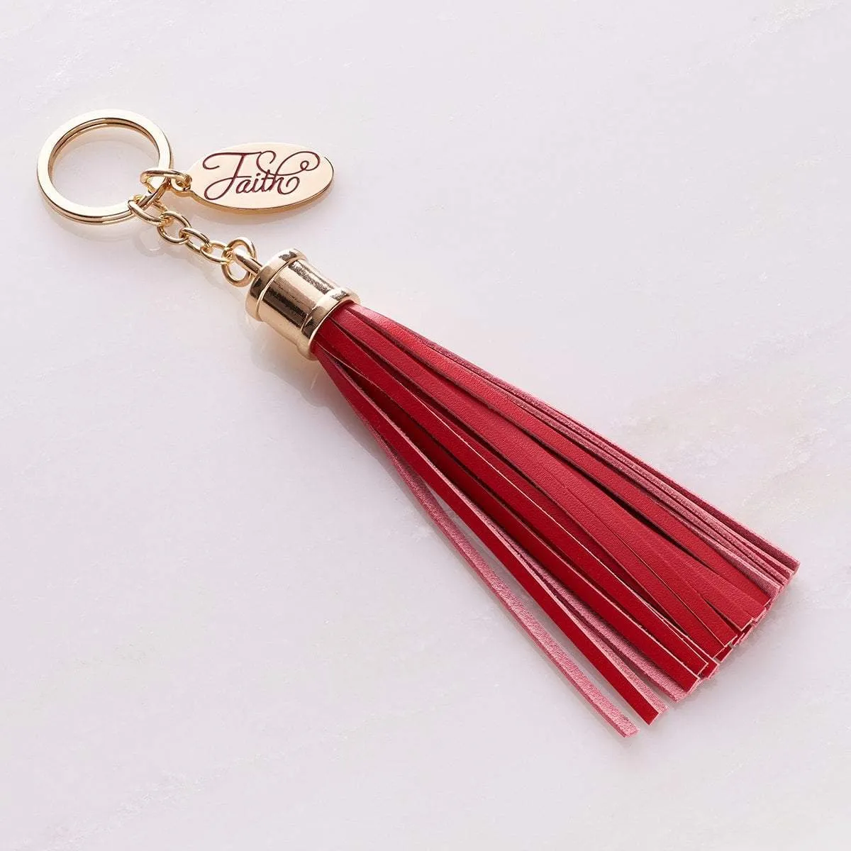 Faith Leather Tassel Keychain