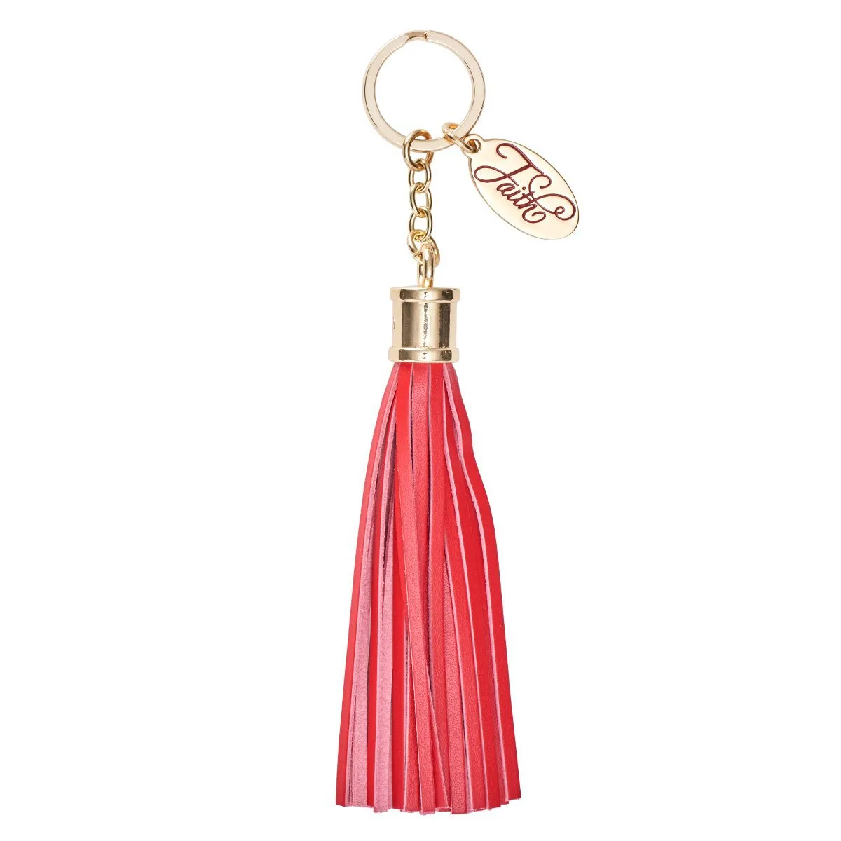 Faith Leather Tassel Keychain