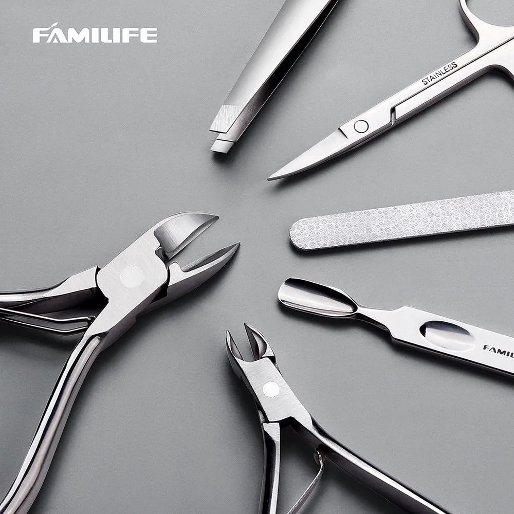 FAMILIFE Manicure Set, Nail Clippers Set Professional Manicure Kit 11 in 1 Stainless Steel Pedicure Tools Nail Kit Mens Grooming Tool with Portable Leather Travel Case Dark Violet Birthday Gifts