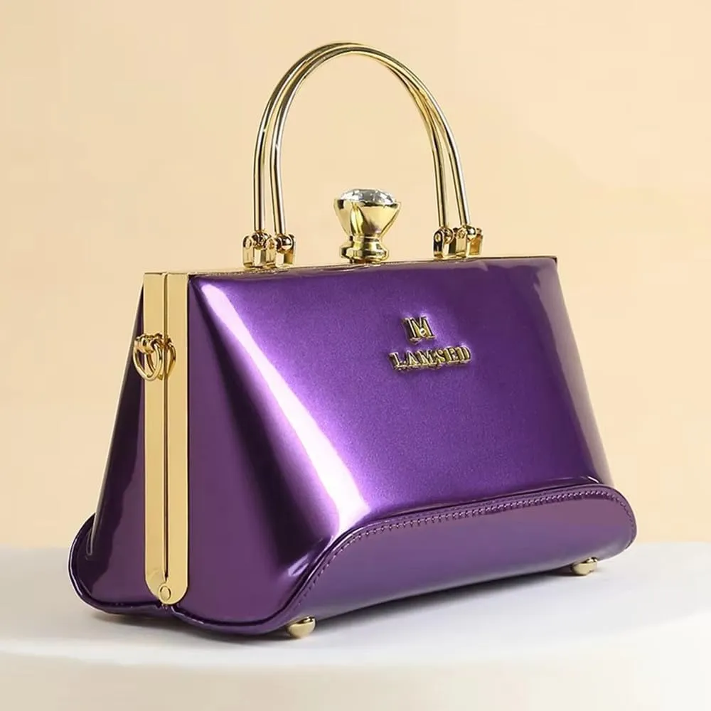 Fashion Diamonds Women's Top Handle Satchel Handbags Leather Evening Bag Purses Small Hard Shoulder Crossbody Bags