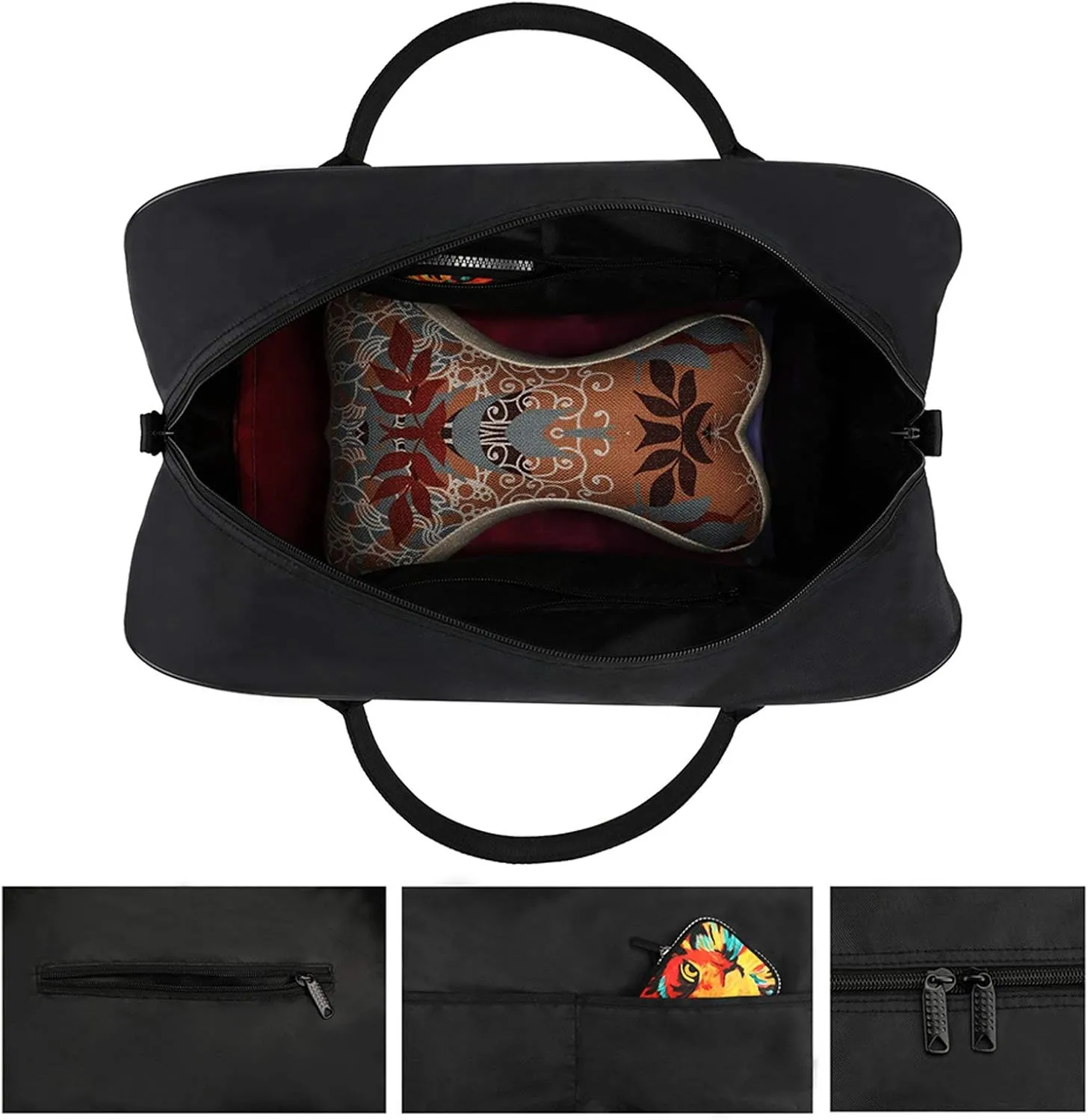 Faux Gold Paint Splatter on Black & White Stripes Travel Handbag with A Large Capacity Design That Can Be Reused