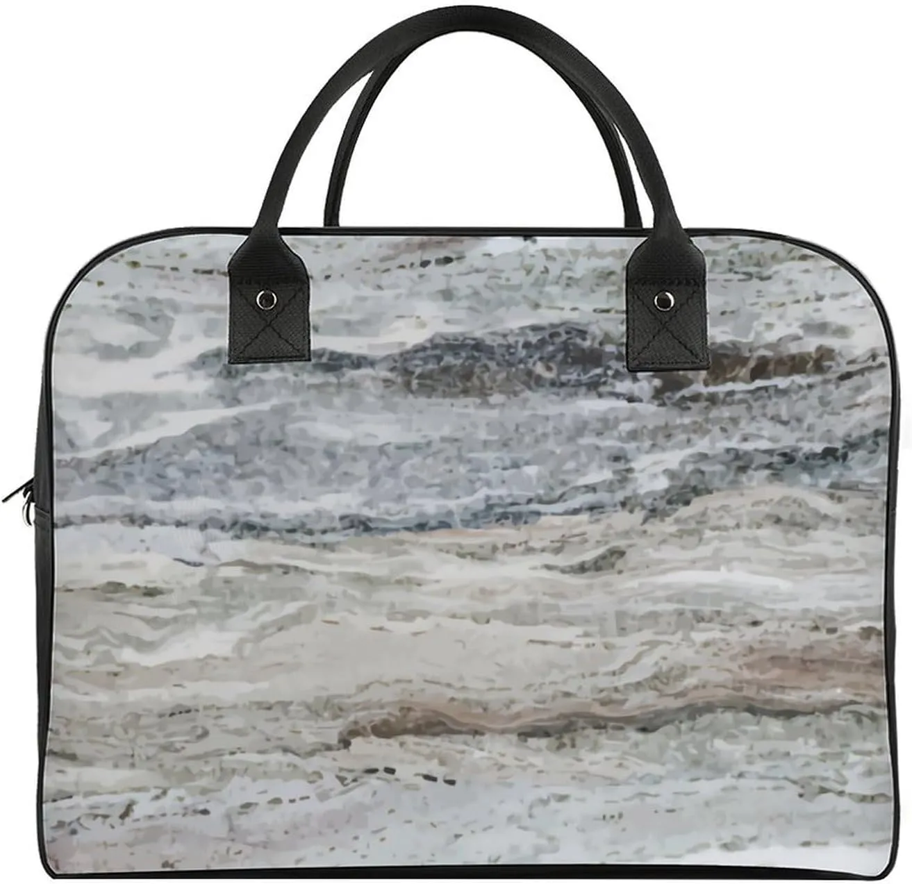 Faux Gold Paint Splatter on Black & White Stripes Travel Handbag with A Large Capacity Design That Can Be Reused