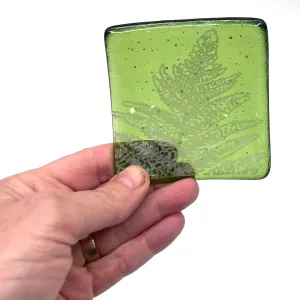 Fern Leaves Handmade 2.75" Fused Glass Small Dish