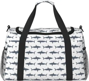 fish and shark print Large Canvas Travel Duffel Bag Weekender Bags for Women Overnight Bag Carry On Tote Bag