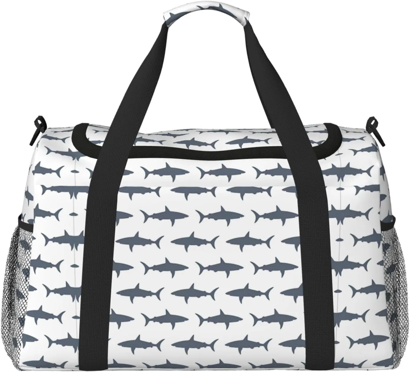 fish and shark print Large Canvas Travel Duffel Bag Weekender Bags for Women Overnight Bag Carry On Tote Bag