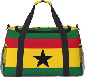 Flag of Ghana print Large Canvas Travel Duffel Bag Weekender Bags for Women Overnight Bag Carry On Tote Bag