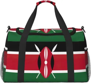 Flag of Kenya print Large Canvas Travel Duffel Bag Weekender Bags for Women Overnight Bag Carry On Tote Bag