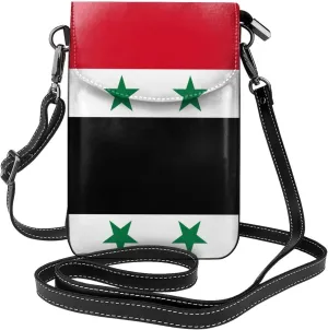 Flag of the Syrian Arab Republic Roomy Cell Phone Purse Wallet - Versatile Canvas Small Crossbody Purse Bags with Adjustable Leather Strap
