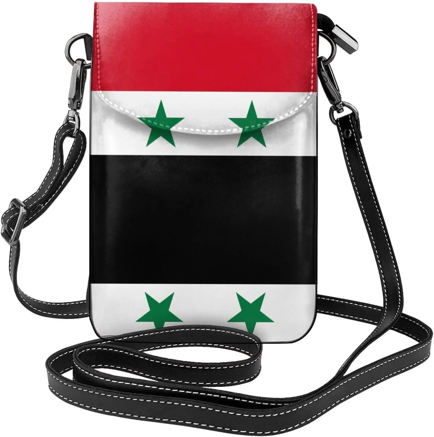 Flag of the Syrian Arab Republic Roomy Cell Phone Purse Wallet - Versatile Canvas Small Crossbody Purse Bags with Adjustable Leather Strap