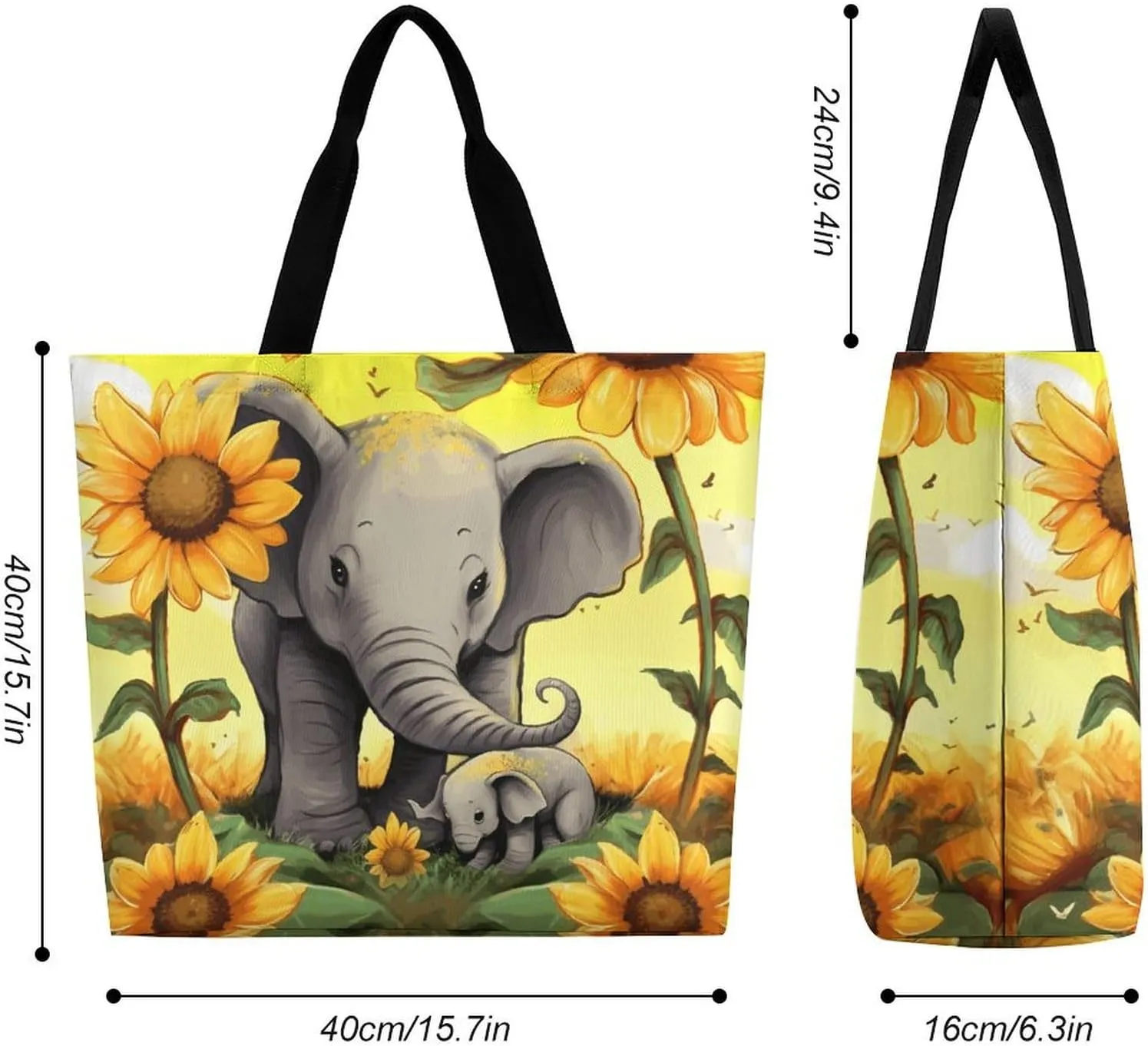 Foldable Grocery Bag Reusable Shopping Bag Kiwi Slice Tote Bag Casual Handbags for Work Shopping