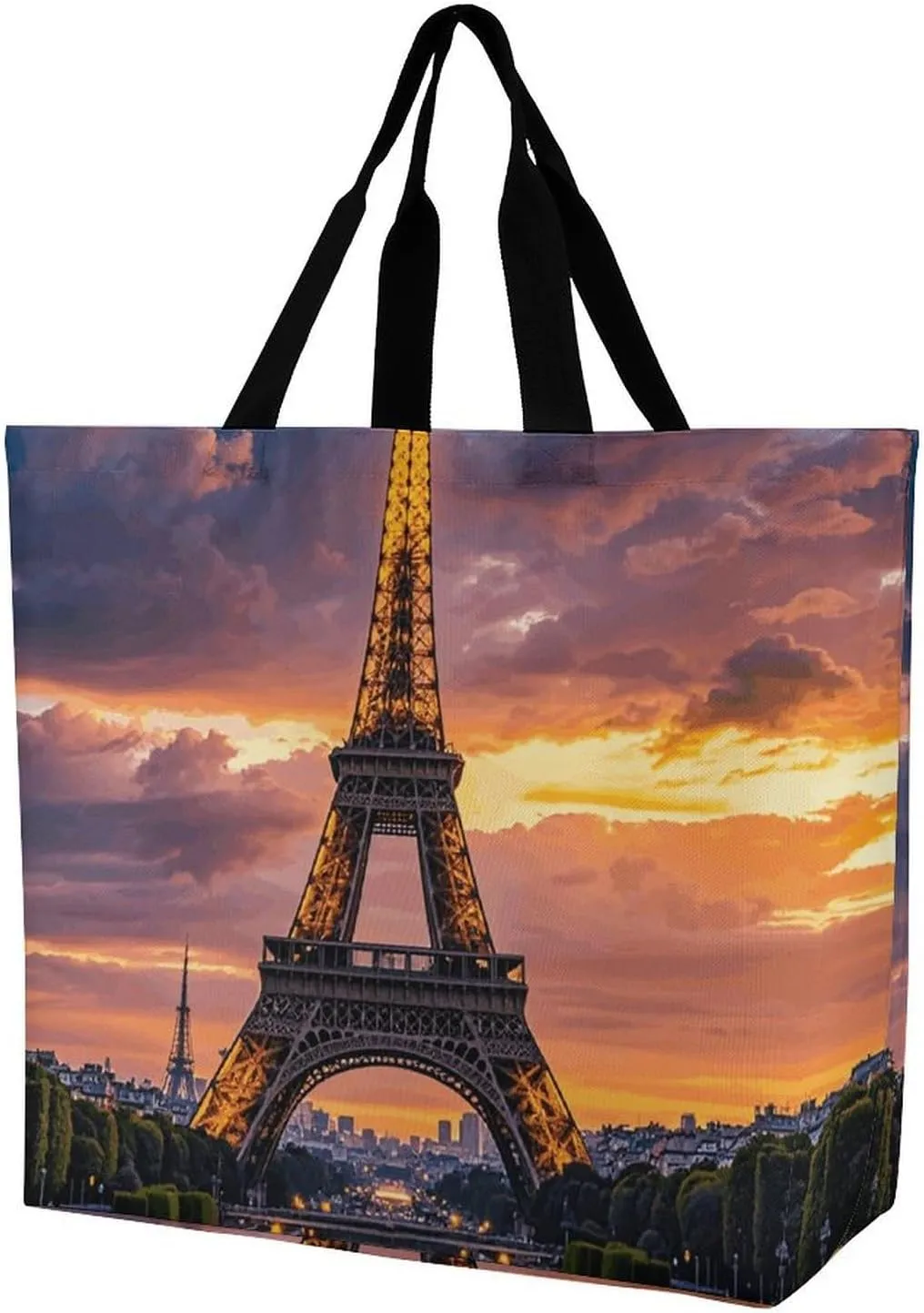 Foldable Grocery Bag Reusable Shopping Bag White Blooms Blue Butterflies Tote Bag Casual Handbags for Work Shopping