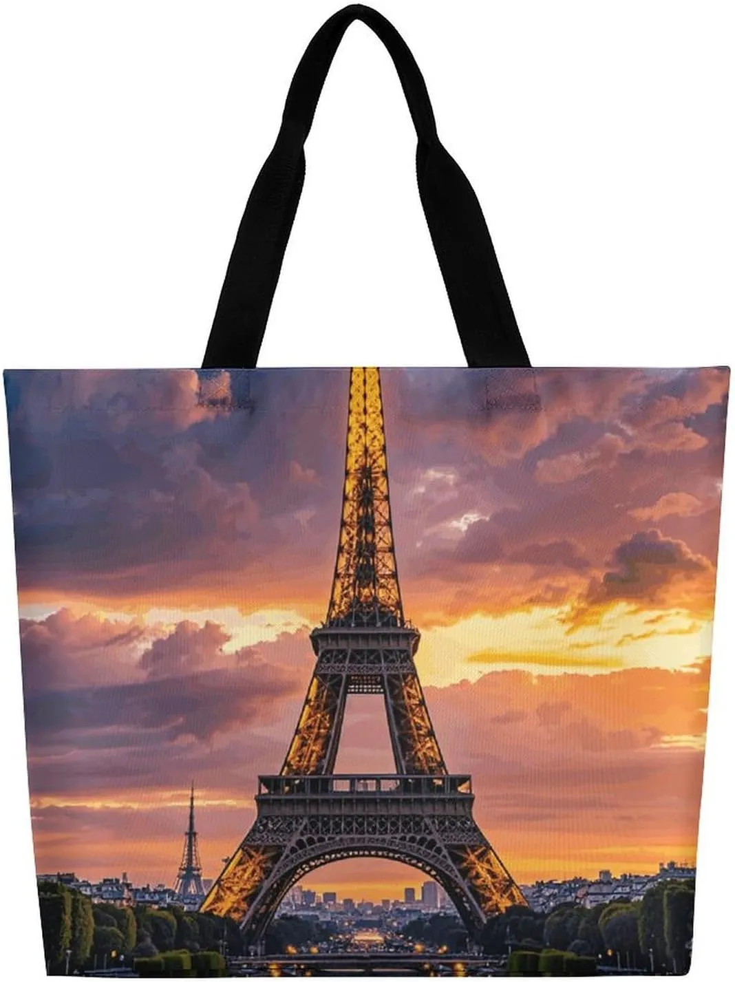 Foldable Grocery Bag Reusable Shopping Bag White Blooms Blue Butterflies Tote Bag Casual Handbags for Work Shopping