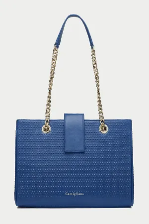 Francine BOSS PRINT MARE Blue Leather Handbag